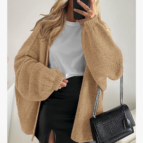 PRETTYGARDEN Open Front Knit Lightweight Cardigan Sweater  color camel - Picture 4 of 9